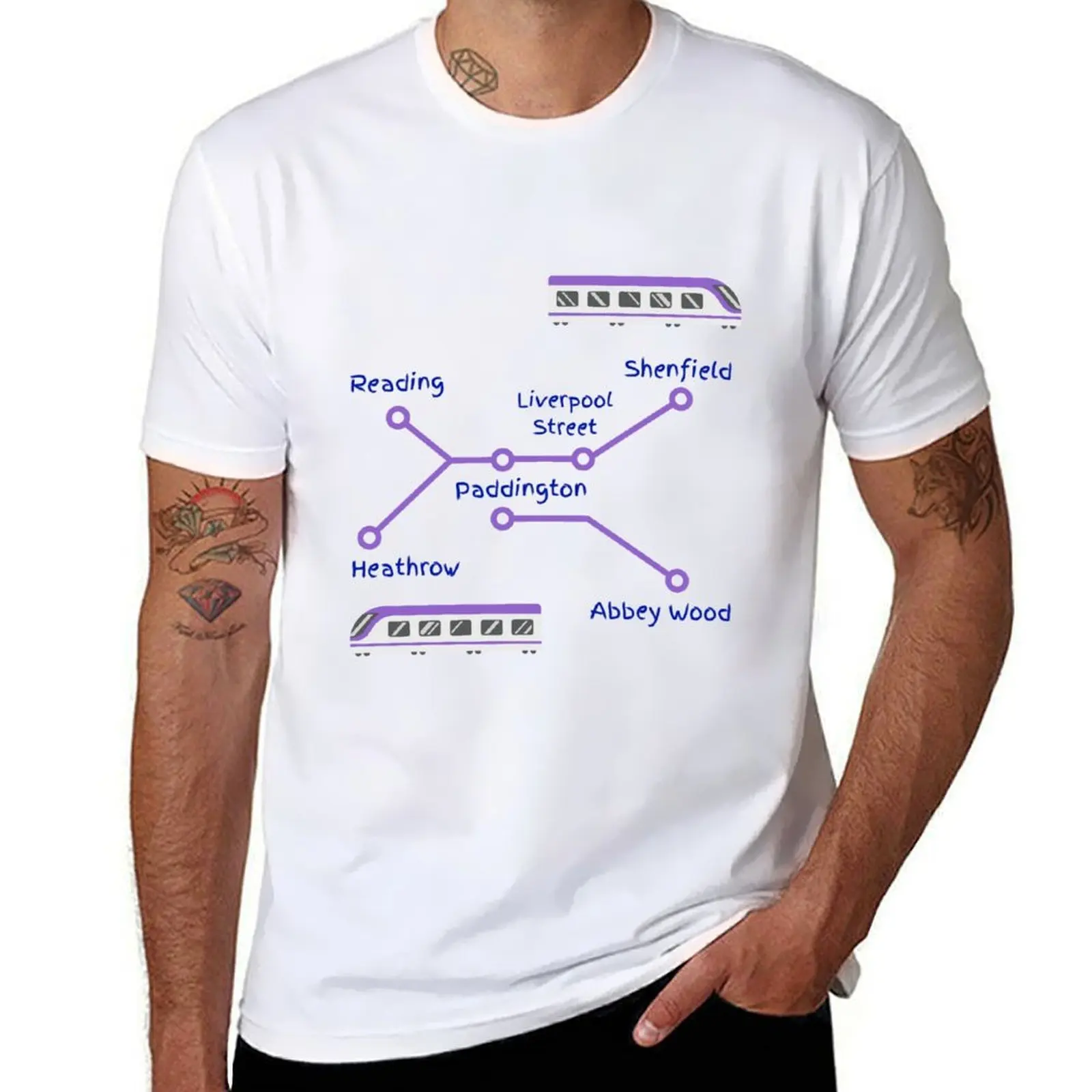 

Elizabeth Line Purple Train Map T-Shirt t shirt personalised t shirts for man graphic tees T-Shirt