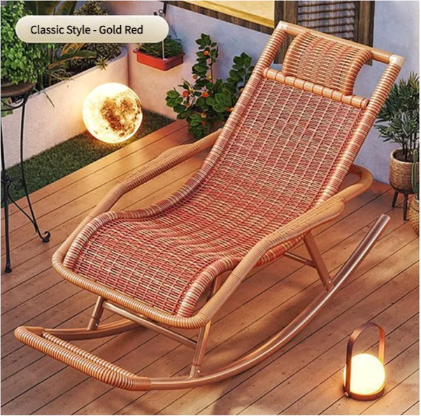 دائم خمسة ألوان الكبار كرسي هزاز كرسي المنزل في الهواء الطلق حديقة شرفة غرفة المعيشة الترفيه الروطان قيلولة المسنين الكبار الروك #4