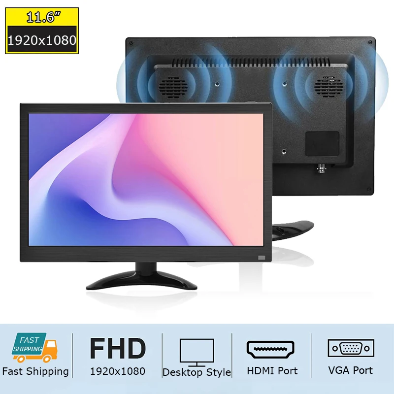 Hot Sale 11.6 Inch HD Widescreen VGA AV BNC HDMI USB LCD Monitor Home Security Screen Computer Display For TV PC CCTV Camera