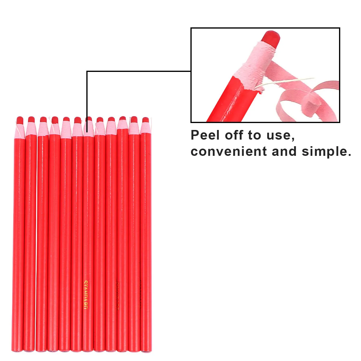 1 Box Peel-Off Grease Pencil Red No Sharpening Multi-Use Marker for Sewing Clothing Paper Wood Glass Metal