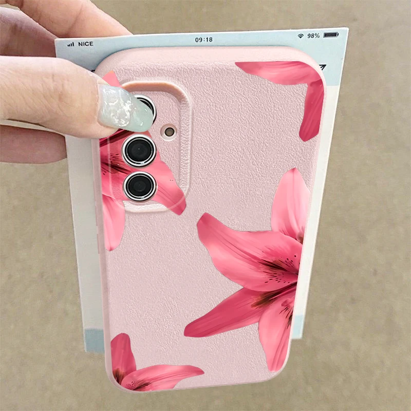 Rosa Hibiskus-Blumen-Handyhülle für Samsung Galaxy A56 A17 A55 A16 A36 A15 A54 5G S25 Edge S24 FE S23 S22 Ultra Plus Soft Cover