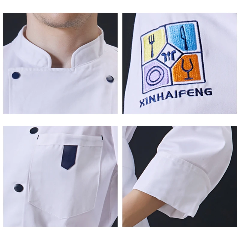 Veste de cuisine de Restaurant à manches longues, chemise de Chef pour femmes et hommes, vêtements de travail de serveur cuisinier uniforme professionnel, salopette de boulangerie