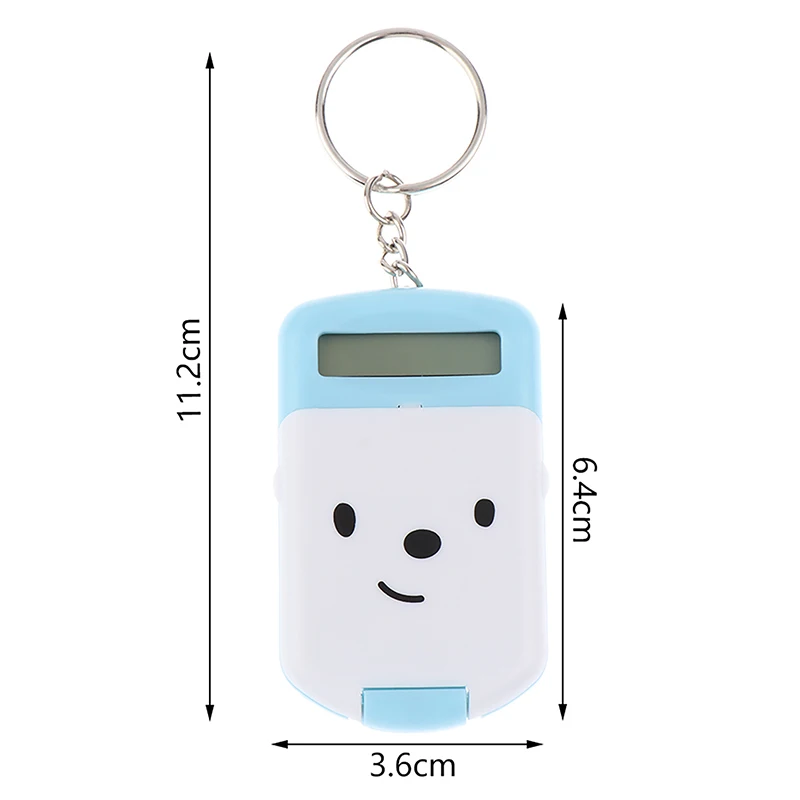 Porte-clés portable avec couvercle mignon, mini calculatrice, taille de poche, affichage, fournitures de bureau, examen d'école primaire, usage public