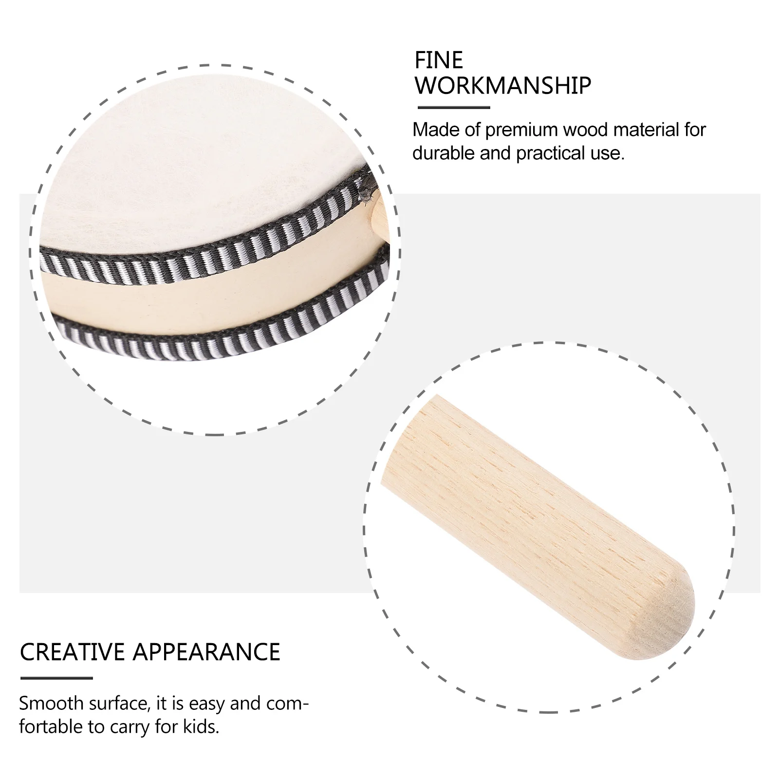 الرجعية حشرجة الموت طبل خشبي يهز اليد التعليمية اللعب سطح أملس مريح حمل الإدراك اليد التنسيق بين العين متعة