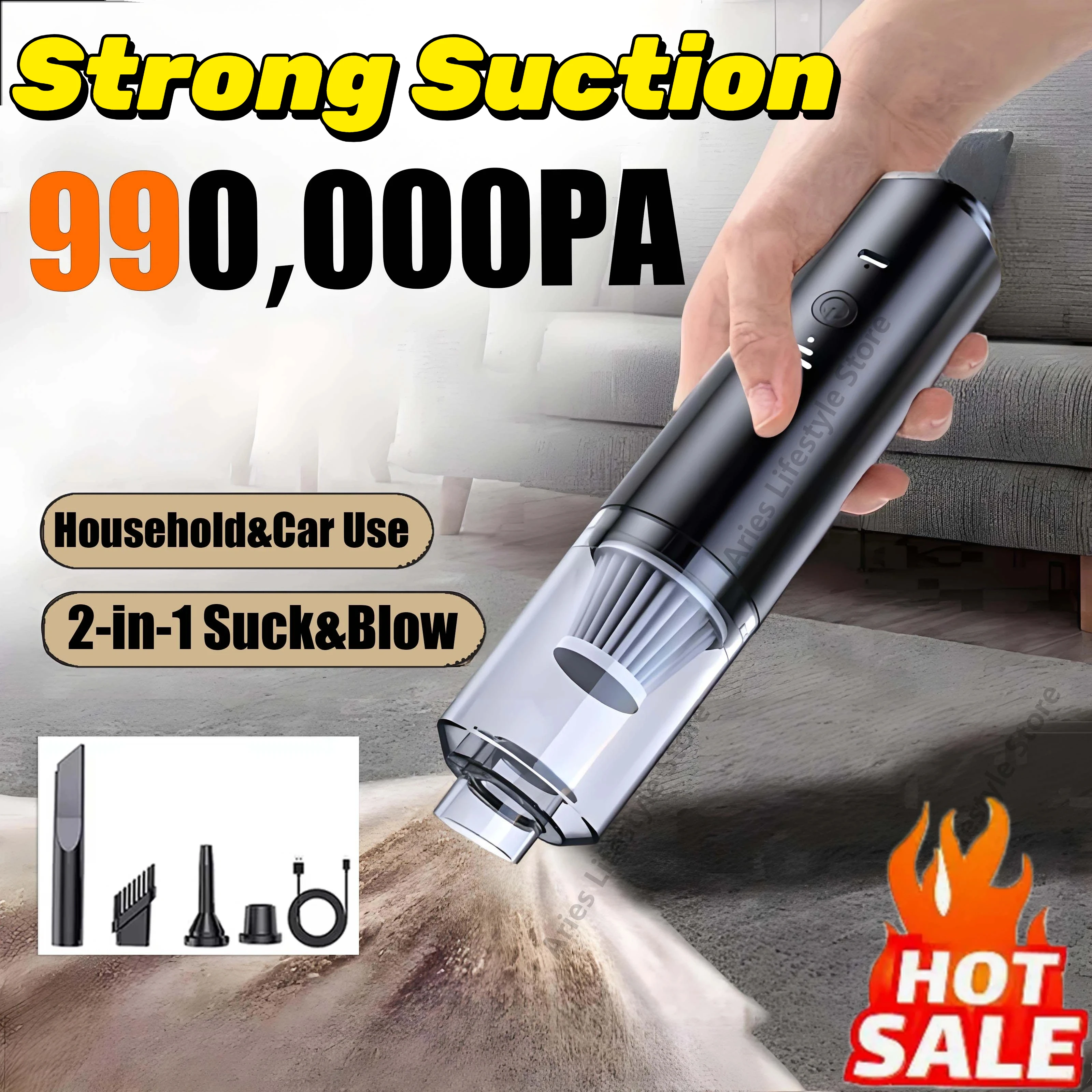 Powerful Vacuum Cleaner 990000pa Cordless Handheld Vacuum Home Suction Blow Vacuum Cleaner Clean Without Dead Corner New