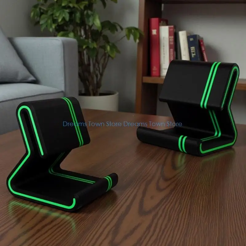 HX6A Small Phone Holder Stand for Desk with Angled Backrest, Front Stopper, Space Saving 3D Printed Body for Daily Use