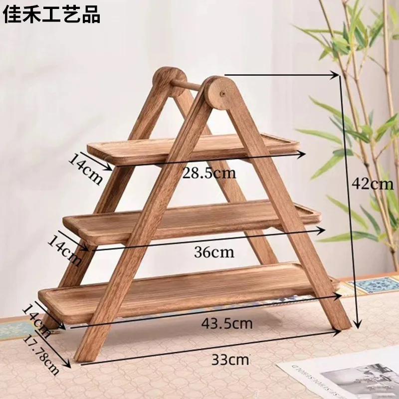 Ultra Extra Large Premium Sturdy Three-Tier Acacia Wood Storage & Display Rack, for Fruits, Cakes, Potted Plants, and Home Decor