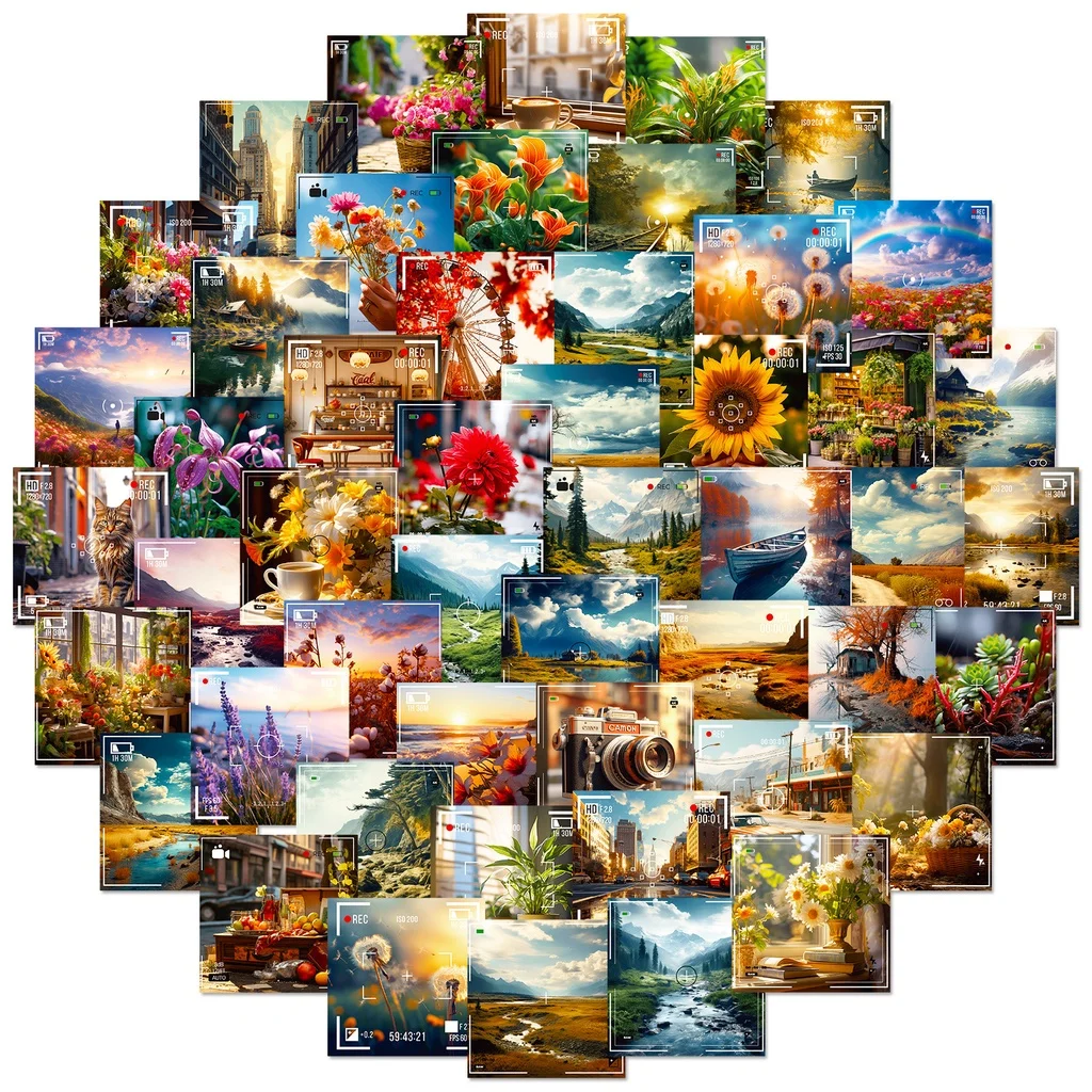 50PCS Fotografie Zeit Schöne Landschaft Wasserdichte Graffiti Aufkleber Für Federmäppchen Aufkleber BulingBulingStickers Store