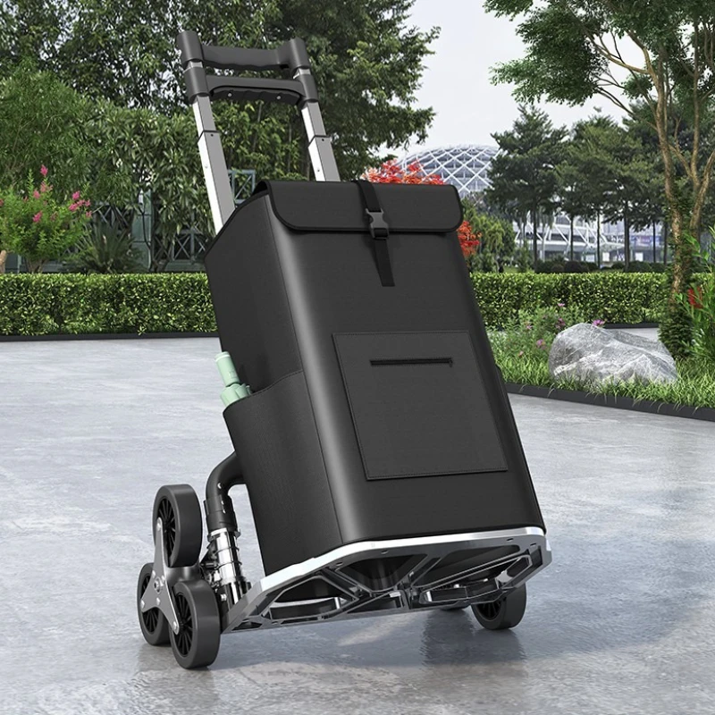 

Foldable Heavy Duty Garden Cart Wagon Portable Hand Pull Utility Shopping Groceries Luggage Stair Climbing All Terrain Wheels