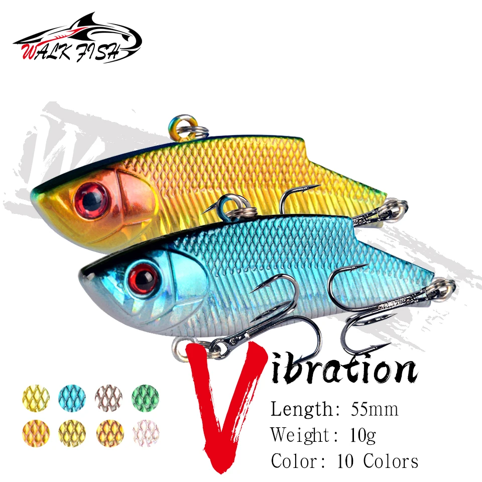 WALK FISH 5,5 см, 10 г, жесткая рыболовная приманка, ВИБ, погремушка, крючок для рыбалки, Тонущая вибрация, погремушка, крючок, приманка, карандаши, рыболовное снаряжение