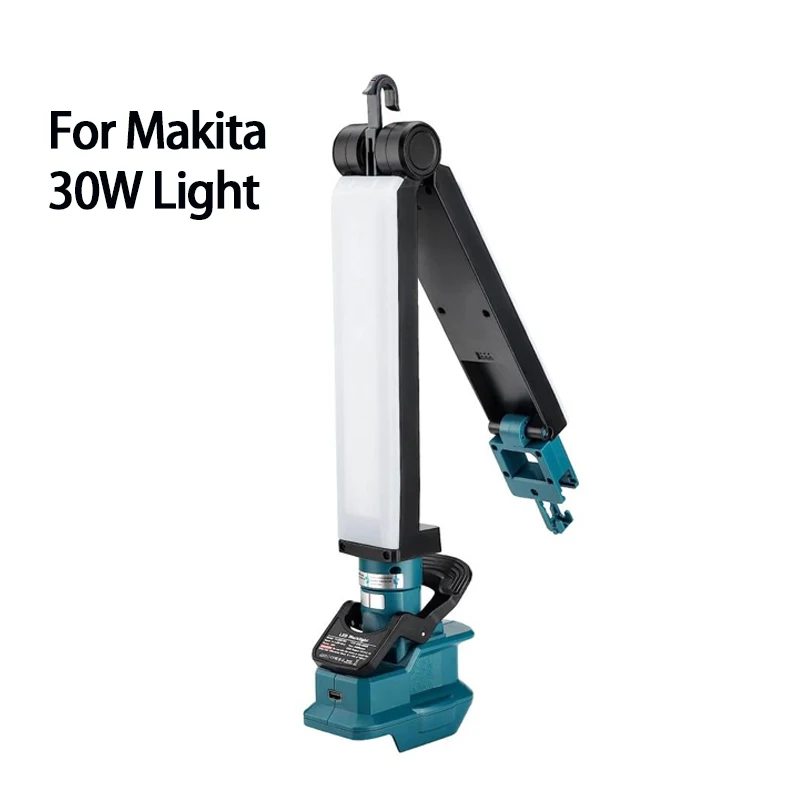 For Makita 30W 2400LM LED Work Light Clip on Light Compatible Lithium Battery Power Tool Light