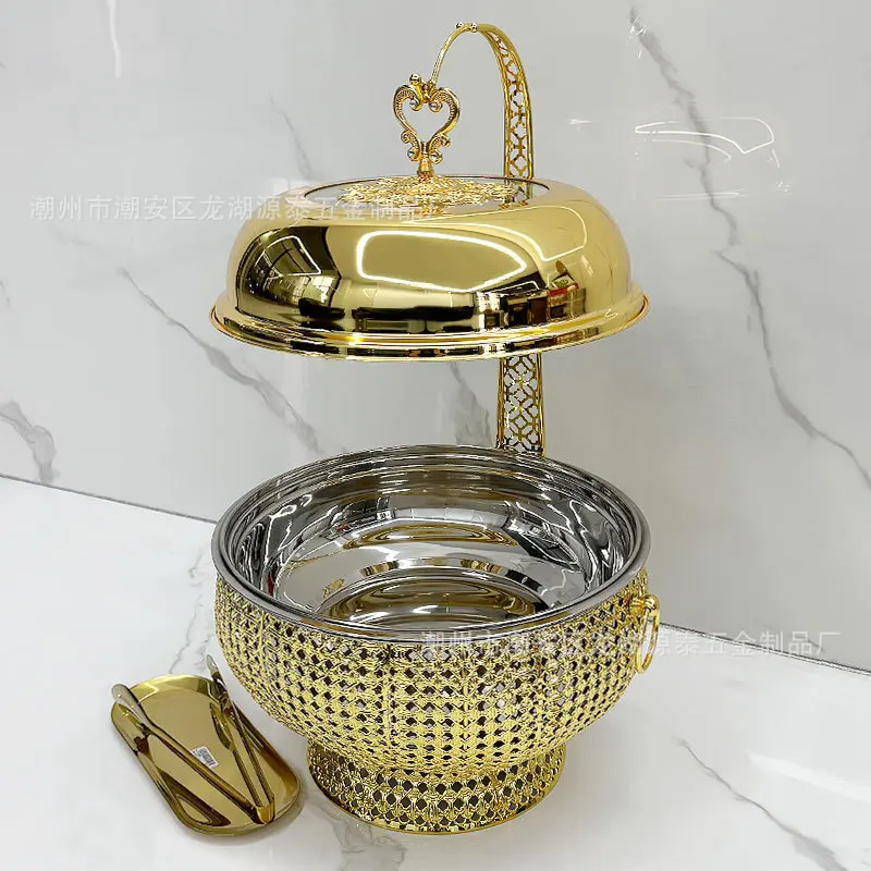 

10л спиртовая плита с круглой подвесной крышкой, отель, ресторан, золотая буфетная плита из нержавеющей стали, буфетная цепочка, блюдо