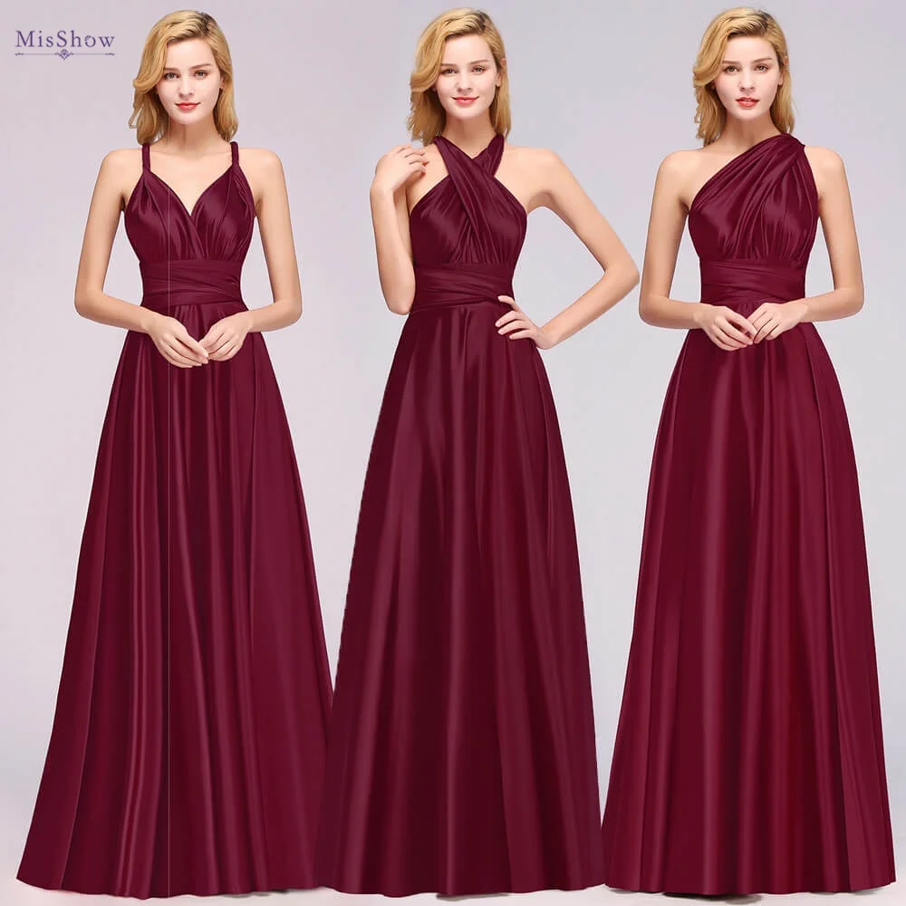 Plus Size Bridesmaid Dresses Women 2023 Infinity Dress Convertible Sexy Backless Multiway Milk Silk Wedding Evening Party Gowns