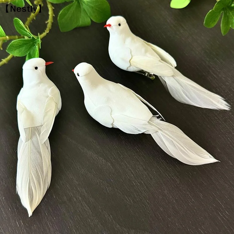 1/3/5Pcs Simulation Red Birds Handicraft Foam Dove Artificial Birds DIY Accessories With Clips Photo Props Faux Foam 〔Nest〕
