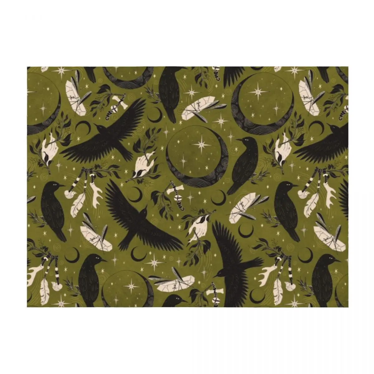 

Raven Tarot Green Throw Blanket Loose Luxury Brand Weighted blankets ands Blankets