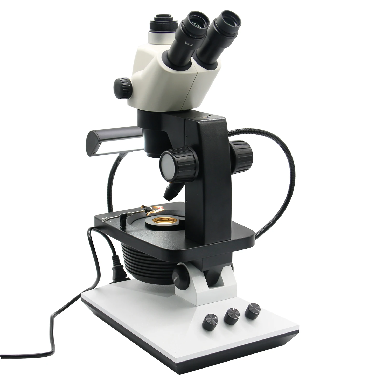 Fable marque 10W Mode d'éclairage multi-fonction composé de laboratoire optique trinoculaire stéréo gemme Microscope avec CCD Camaera