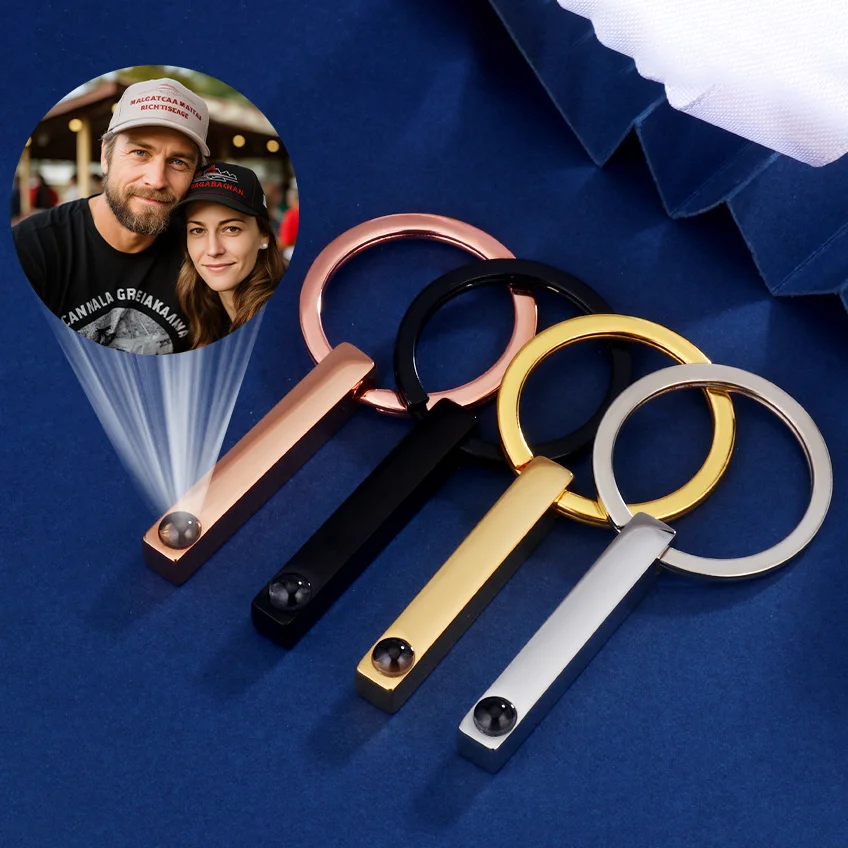 

Custom Color Photo Projection Keychain Personalized Keyring With Picture Inside For Women Men Lovers Father's Day Wedding Gifts