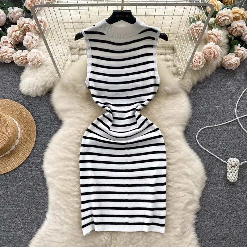 Strip O Neck Slim Summer Sexy Knit Mini Dress Spaghetti Strap Vestido De Festa Women Casual Party Bodycon Elastic Vestidos