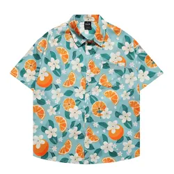 Kısa kollu çiçek baskılı Hawaiian plaj gömlek Harajuku erkekler kadın gömlek bluz Streetwear yaz Aloha düğme üstleri giysileri