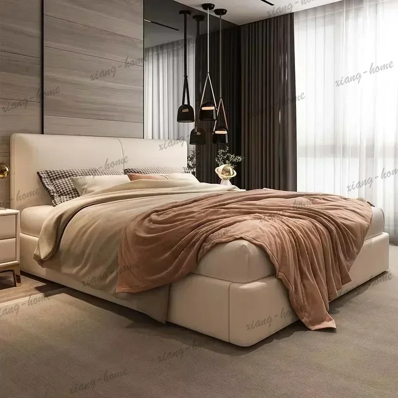 PG Salon Nordic Platform Bed Tall Pretty Unique Wood Modern King Bed Bases Bedroom Lit Pliable Designer Muebles Unique Furniture