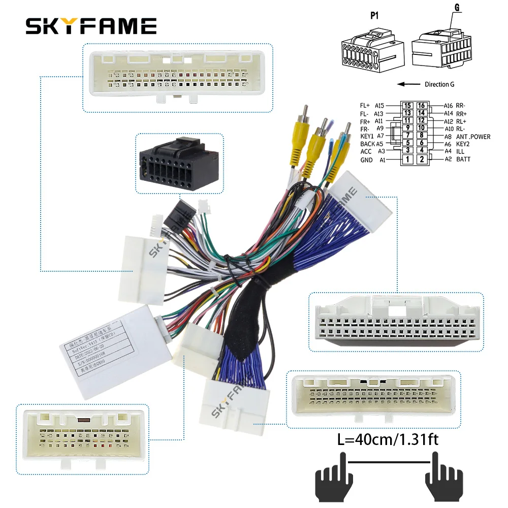 SKYFAME-Carro Canbus Box Cablagem Adaptador, Decodificador, Rádio Android, Cabo de alimentação, Infiniti QX60, Q70, Q70L, 16Pin