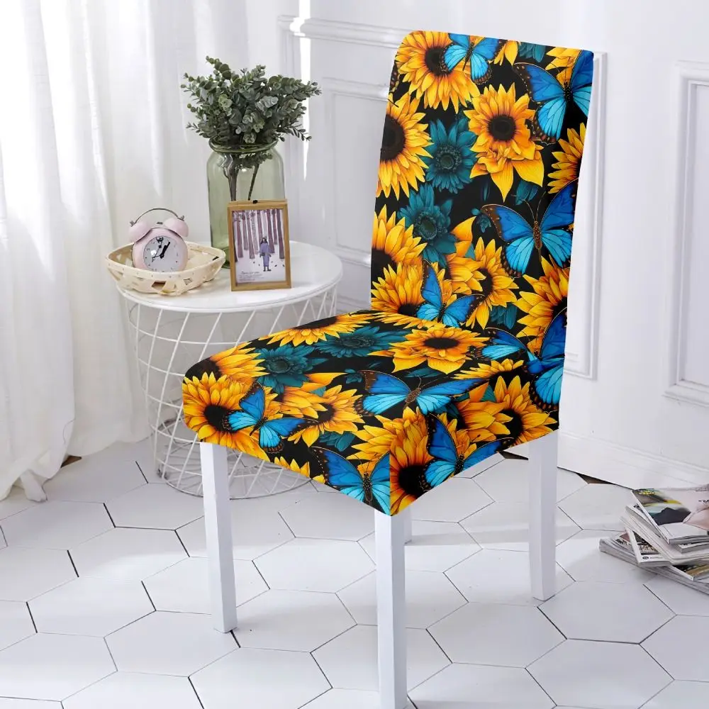 

Protective Case Dustproof Sunflower Elastic Chair Cover Thickened Universal Seat Cover Washable Soft Chair Cushion Office