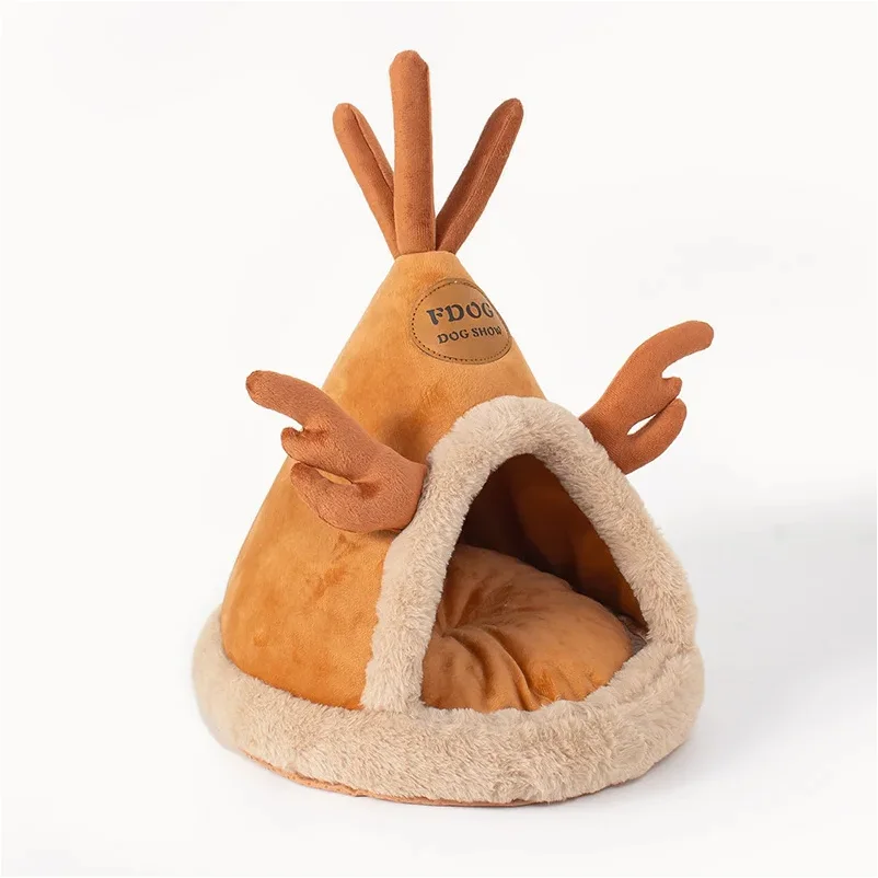 Dog Kennel Warm Winter Dog House Mat Detachable Washable Dogs Bed Nest Deep Sleep Tent for Medium Large Dogs House Supplies - view 2