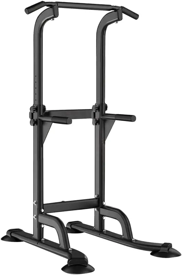 Power Tower Pull Up Bar and Dip Station Adjustable Height Dip Stand Multi-Functional Strength Training Fitness Workout Station