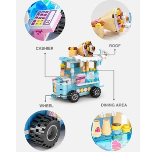 Eiscremeautos Bausteine Kid Kit, Street View Store, Lebensmittel, Mädchensteine, klassisches Filmmodell, DIY -Architektur, Kinderspielzeug für Kinder 8 Hauptverkäufe LEGO ICE - №6