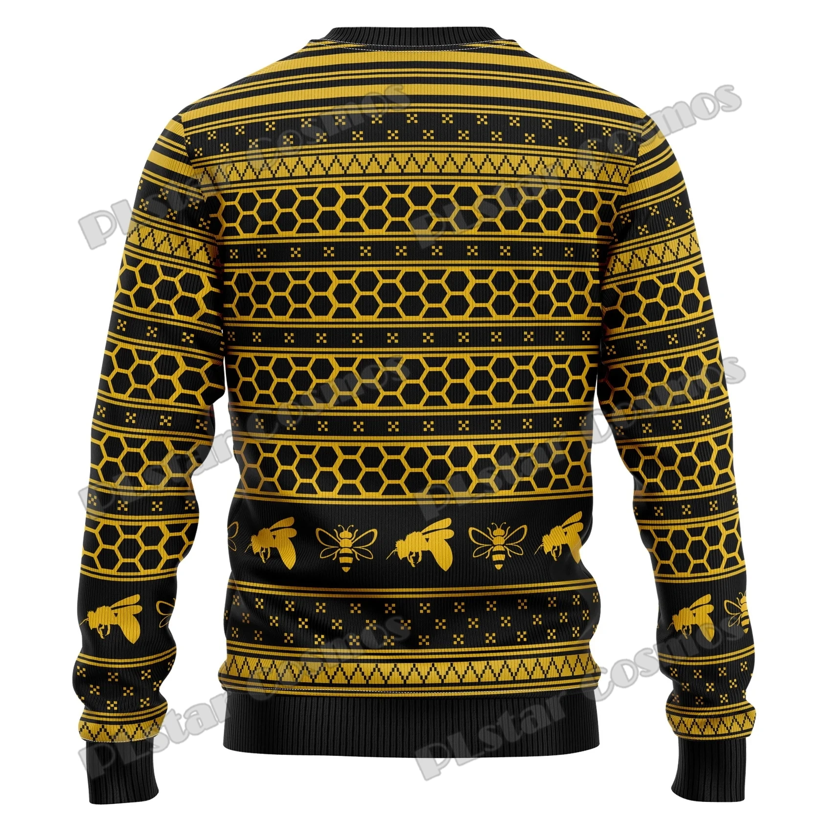PLstar Cosmos Bee Merry Pattern 3D Printed Men's Ugly Christmas Sweater Winter Unisex Casual Warm Knitwear Pullover AA17