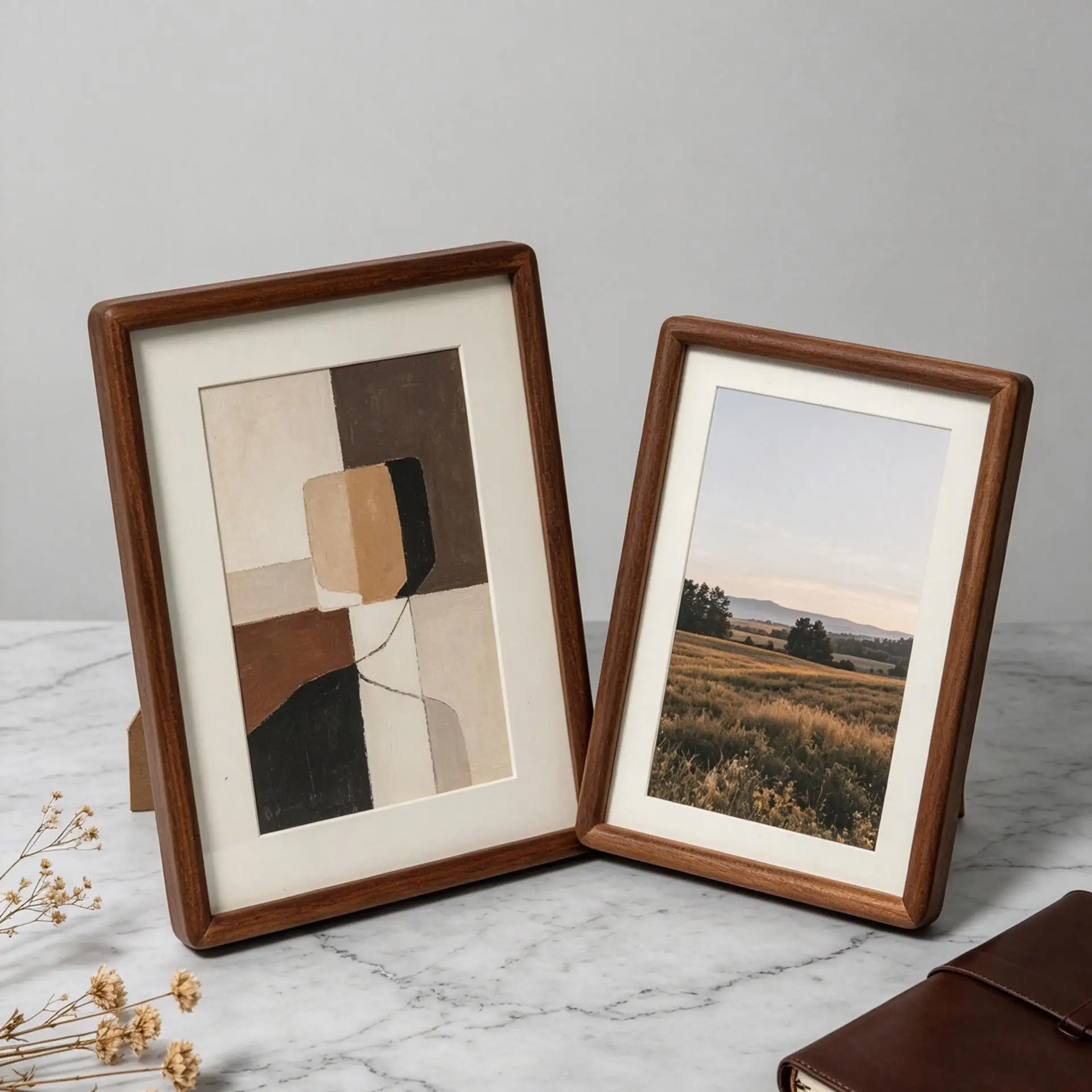 5/6/7/8inch Solid Wood Frame Display Stand Brown Solid Wood Mortise And Tenon Black Walnut Color Picture Frame Frame Cavity