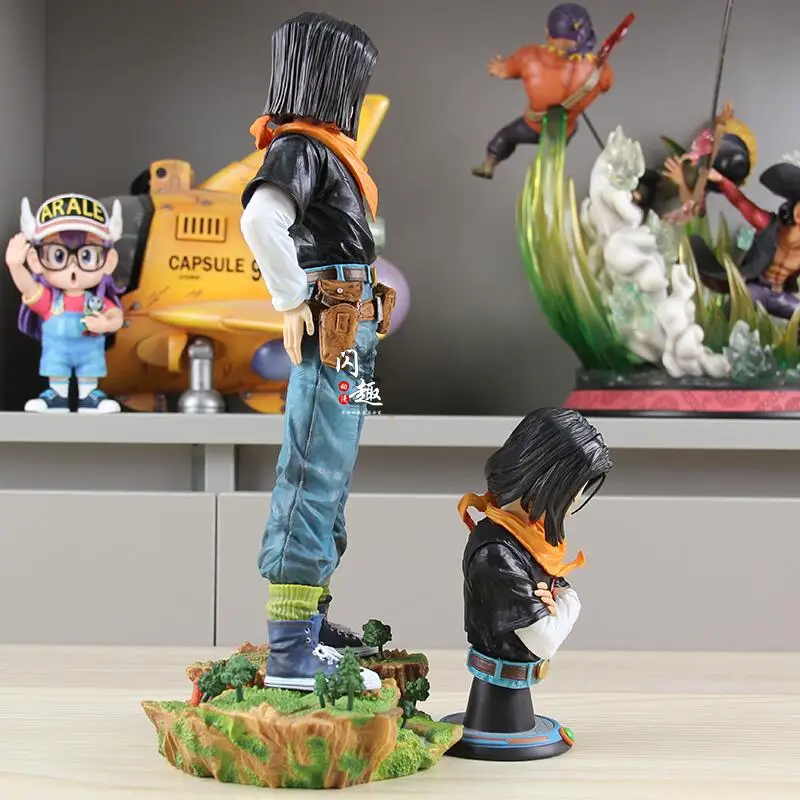 Figurka akcji Dragon Ball Z Black Pearl, anime, 32 cm, Android 17 i 18, wymienne pół-ciała, kolekcjonerska zabawka dla chłopców