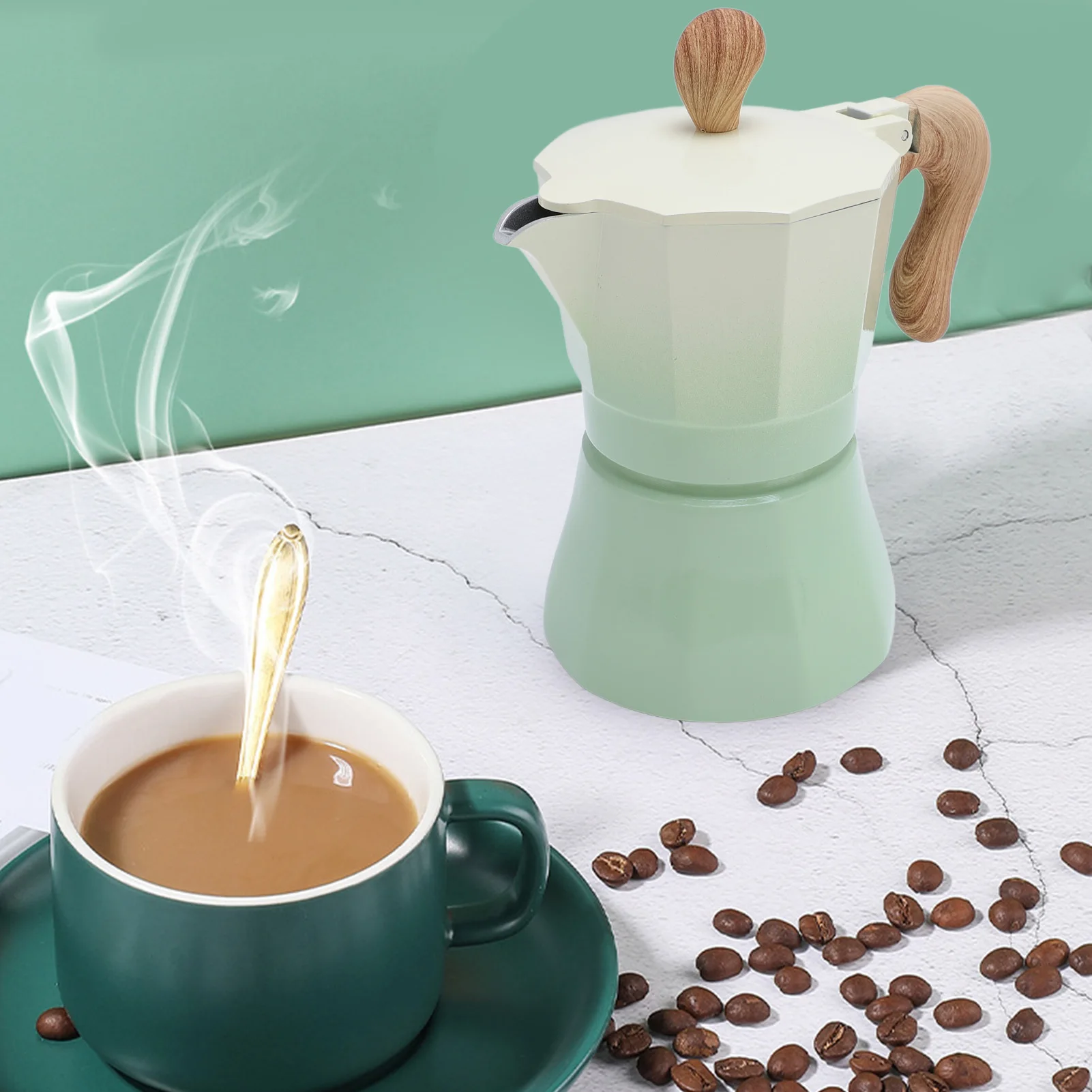 150ml Stovetop Coffee Maker Single Valve Aluminum Coffee Machine for Lovers Beginners Gradient