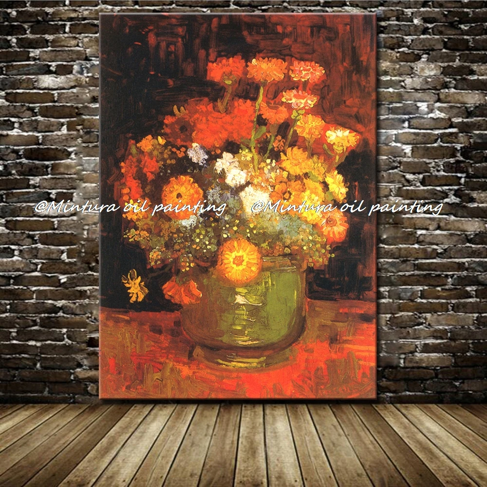 

Zinnia Of Vincent van Gogh 100% Hand-Painted Copy Famous Oil Painting On Canvas,Wall Art,Picture For Living Room,Home Decoration