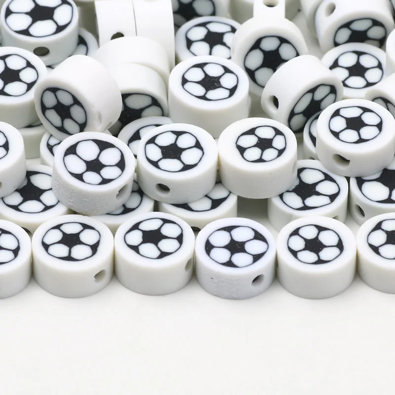 Polymer Clay Spacer Beads Black White Football Pattern Clay Beads For Jewelry Making DIY Handmade Necklaces Bracelet Accessories