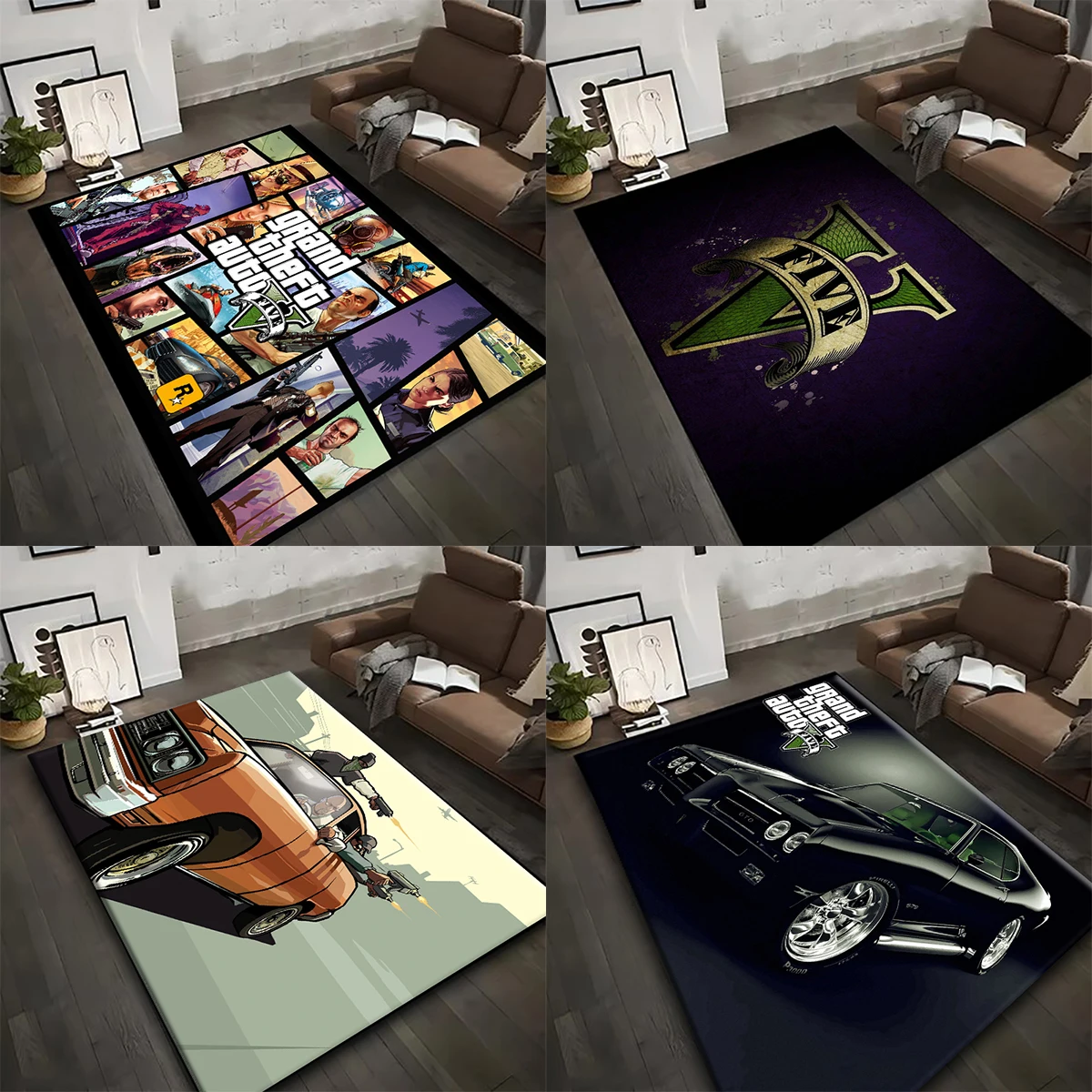 Game G-GTA F-fivePrinted Carpet Non -slip Multi Function carpets Living Room Rugs Entrance Floor mat Home Kitchen Hallway Decor