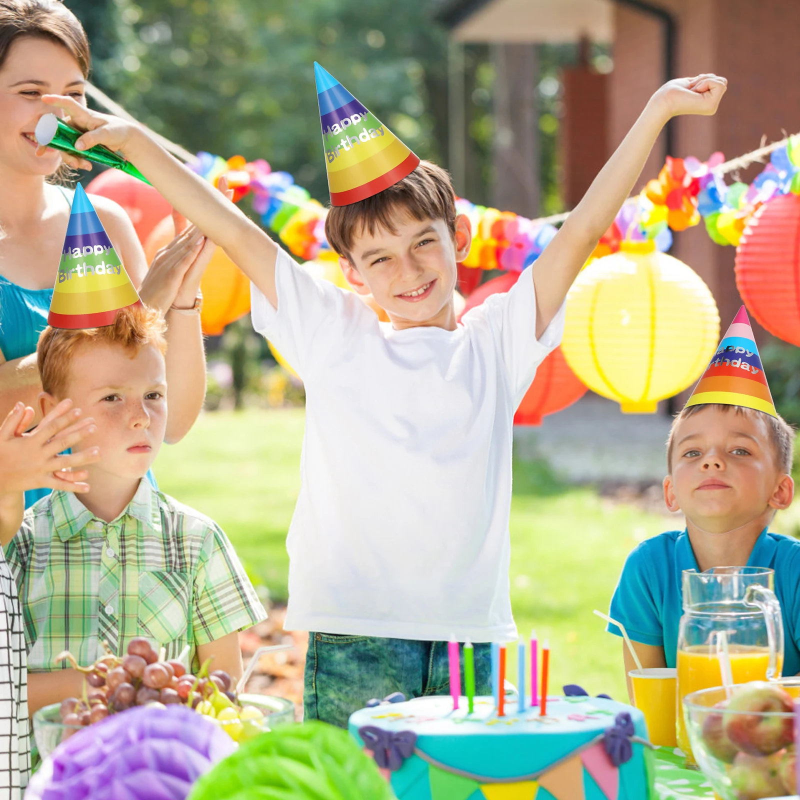 

20 Pcs Birthday Hats Party Cone Decorative Cute Headwear Portable Paper Rainbow Colors Lightweight Comfort Festive Atmosphere