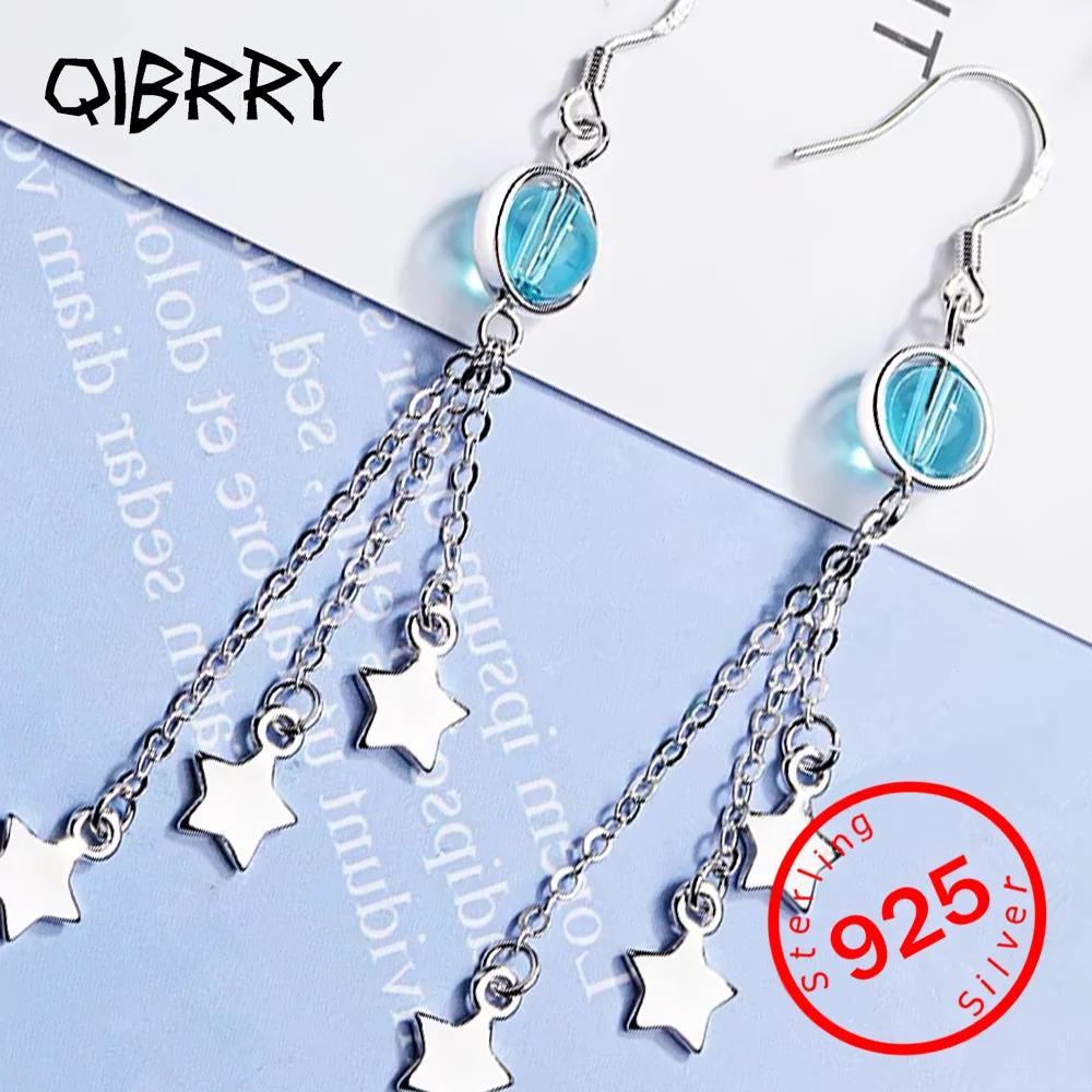 

New Arrival Authentic Stamp 925 Sterling Silver Exquisite Star Drop Earrings for Women Hyperbole Fine Tassel Jewelry
