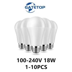 Bombilla LED de alta potencia, luz blanca cálida superbrillante para iluminación del hogar, centro comercial, A60, 100V-240V, E27, B22, 18W, 100LM/W, 3000K/4000K/6000K