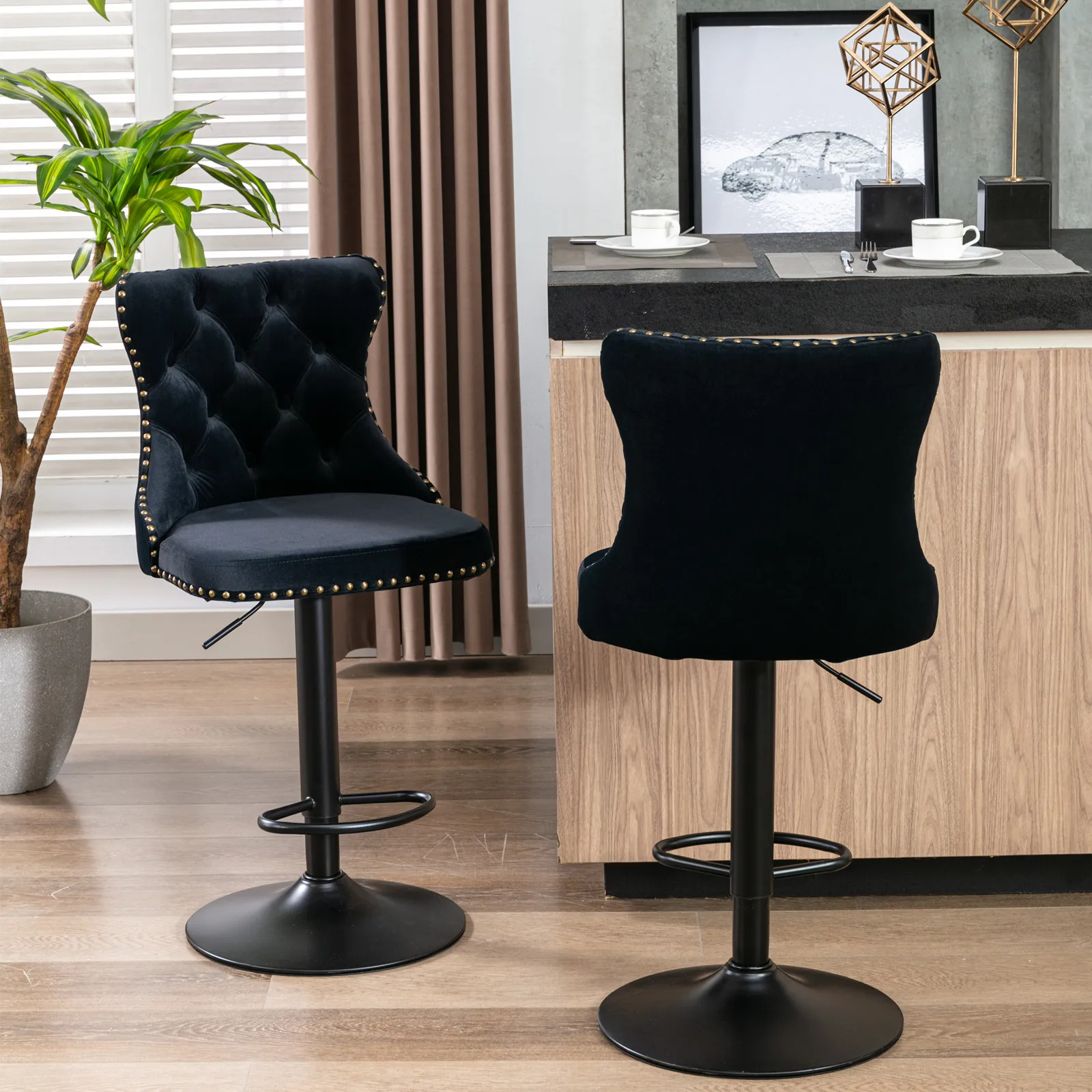 

#FurnitureBar Stools Adjustable Seat Height 25-33 Inch Modern Chrome Base Commercial Use