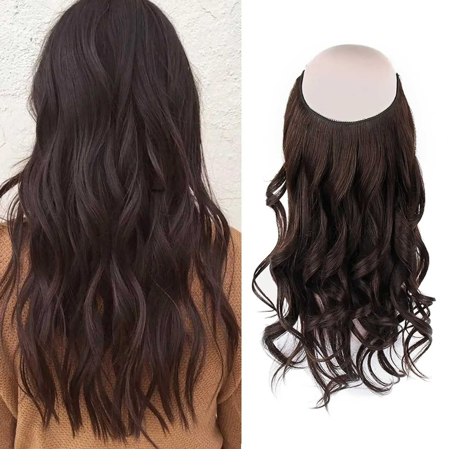 ワイヤーヘアエクステンション-100g-レミー人毛ワイヤーヘアエクステンション-透明ライン-調整可能なヘアピース-シークレットエクステンション