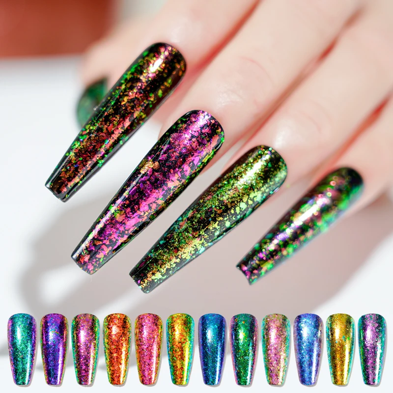 2024 New 3G/Jar Aurora Iridescence Mix Colors Snow Velvet Powder Nail Sequins-Mix Ultra-Thin Manicure Opal Powder Brocade ##