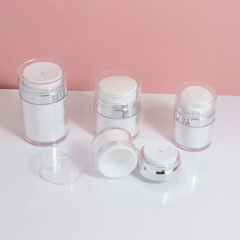 10pcs 15ml 30ml 50ml 100ml Vacuum Cream Bottle Press Lotion Bottle Face Cream Sub Bottle Acrylic Lotion Bottle Without Straw