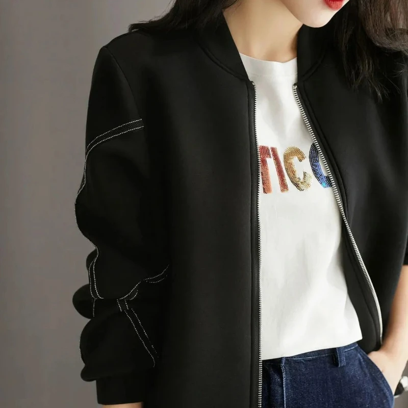 New in Baseball Aviator Coat Woman Zip-up Spring Autumn Bomber Jacket for Women Korean Style Lined Cheap Elegant Pretty Products