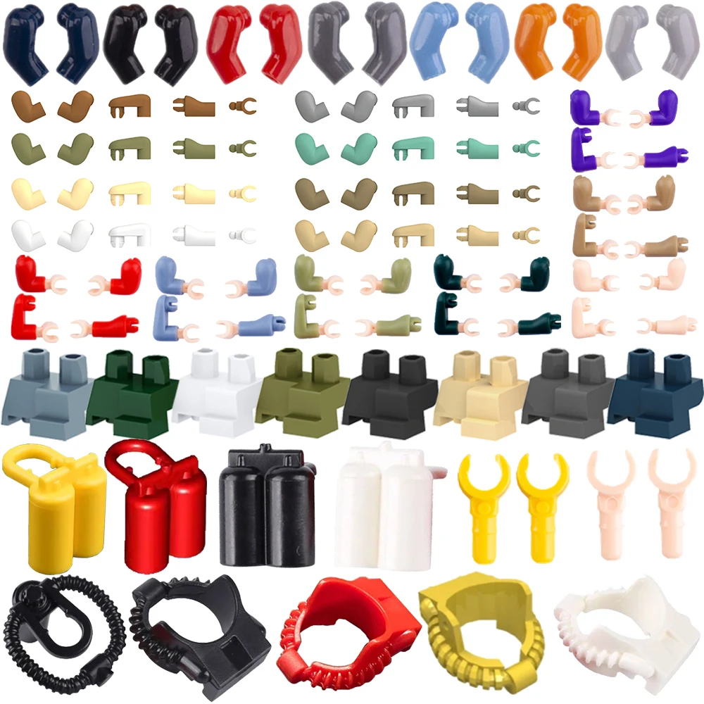 Military MOC Building Blocks Soldiers Figures Accessories Arms Hands Squatting Legs Oxygen Bottle Tube Bricks DIY Toys Gift K015