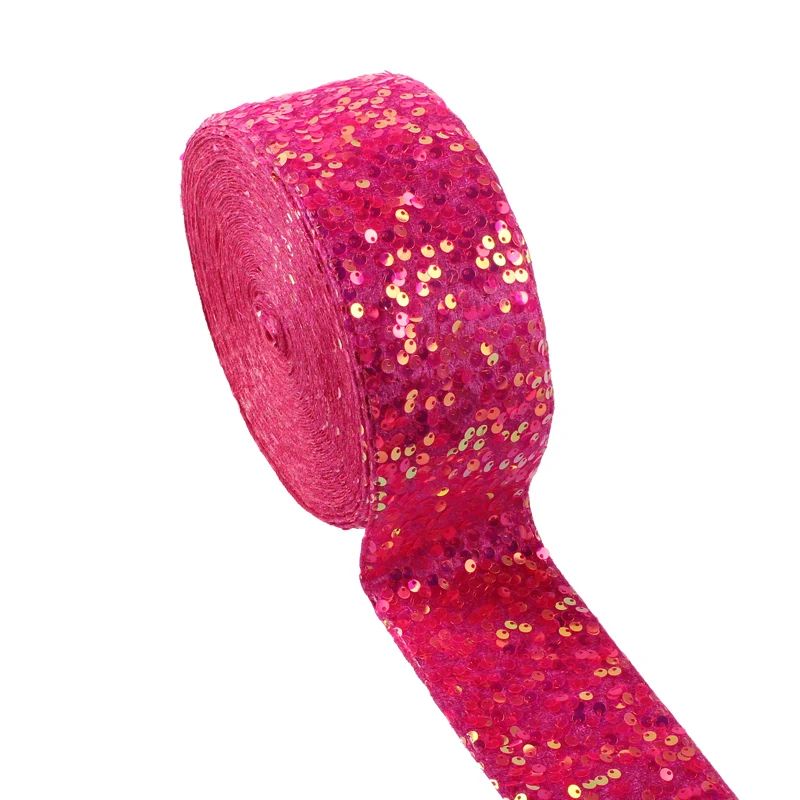 

75mm Pink Sequin Ribbon 20yards Ribbon for Hairbows Craft Materials DIY Accessorics