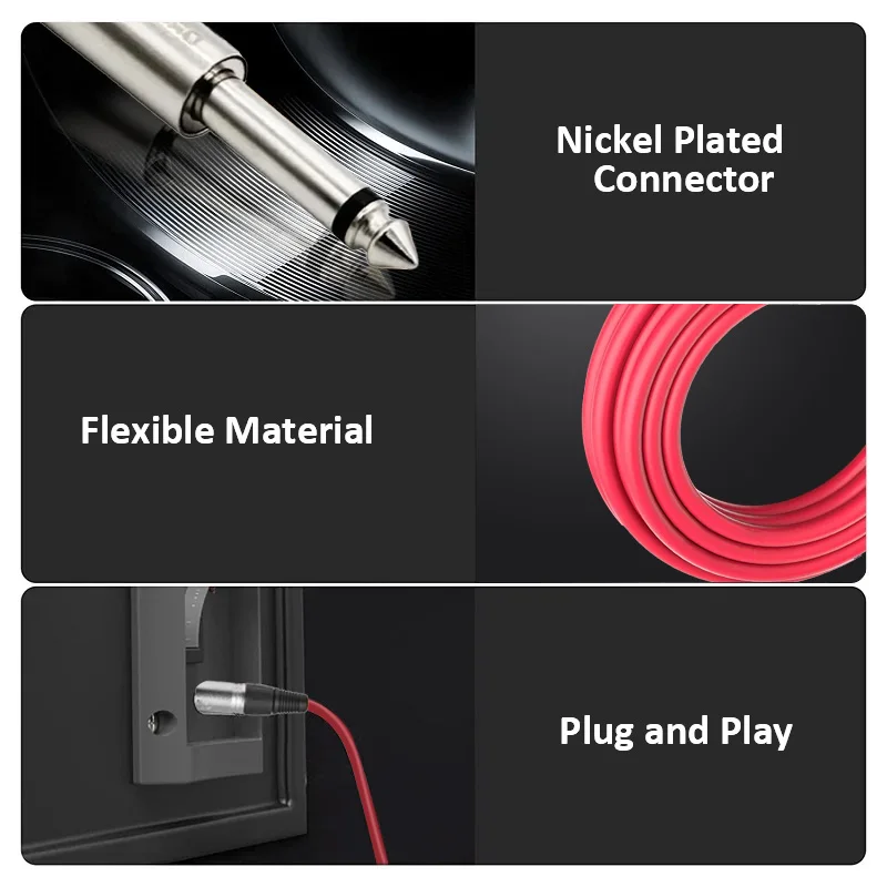 Небалансированный 6,35 мм 1/4 дюйма TS моно-XLR штекерный кабель, никелированный, четверть-дюймовый-папа, микрофонный кабель XLR, соединительный кабель