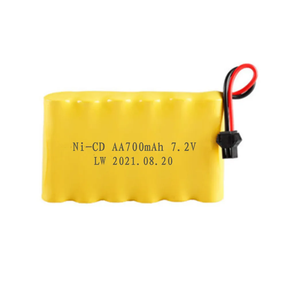 7.2v 700mah NiCD Rechargeable Battery + Charger For Rc toy Car Boat Tank Train Robot Gun NI-CD AA 7.2v Battery Pack 1pcs to 2pcs