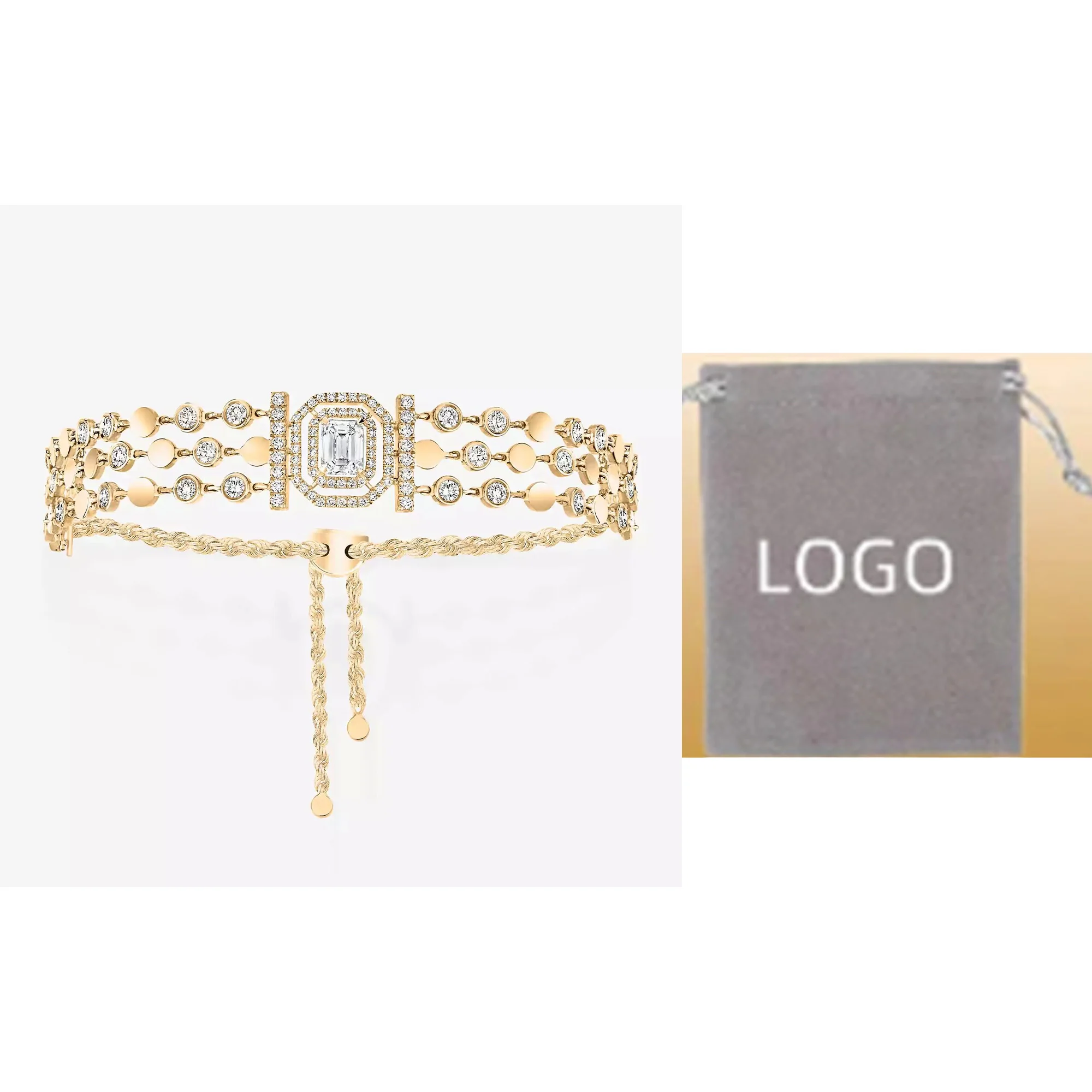 Luxurious Messik - Home Pure Silver s925 Elegant D-VIBES Series Multi Circle Dense Diamond Bracelet