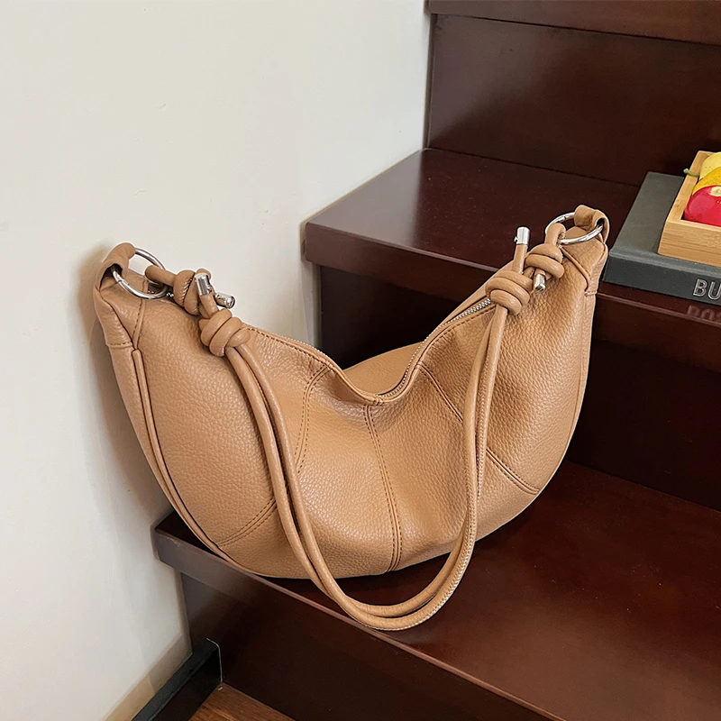 

Casual Crossbody Bags for Women Large Capacity Luxury Handbags Solid Soft Shoulder Bags Female Casual Travel Hobos Bag Khaki